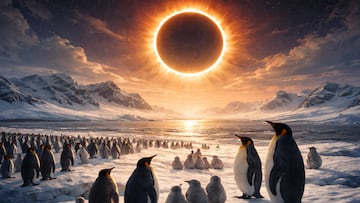 Penguins under the ring of fire - artist's impression