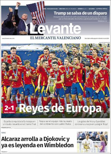 Invencibles, Reyes de Europa... Las portadas del triunfo de España en la Euro