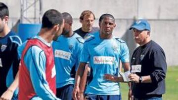 Tapia en un entrenamiento del Málaga.