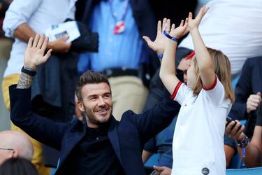 David Beckham y su hija apoyan a Inglaterra en Mundial Femenino