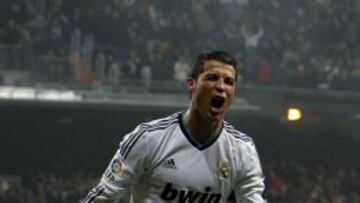 GRITO DE LÍDER. Cristiano celebra su tercer gol contra el Celta.