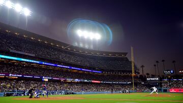 Jul 24, 2023; Los Angeles, California, USA; Los Angeles Dodgers starting pitcher Michael Grove (78) throws against Toronto Blue Jays shortstop Santiago Espinal (5) during the fifth inning at Dodger Stadium. Mandatory Credit: Gary A. Vasquez-USA TODAY Sports