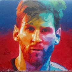 Pintan un mural de Messi en los Jardines de las Tres Chimeneas