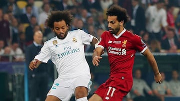 Marcelo y Salah, en la final de la Champions de Kiev.