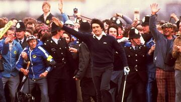 (FILE PHOTO) Spanish Golf Legend Seve Ballesteros Dies At 54.
Charismatic former World No. 1, five time Major winner, five time Ryder Cup winner, both as a player and as captain
and winner of the European Tour's Order of Merit on six occasions.
http://www.gettyimages.co.uk/Search/Search.aspx?EventId=113809426
Seve Ballesteros of Spain acknowledges the crowd after holing his putt on the 18th green to win the British Open at the Royal Lytham Golf Club in Lancashire, England, July 21, 1979. Mandatory Credit: Steve Powell/Allsport