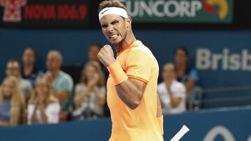 -FOTODELDIA- PE25 BRISBANE (AUSTRALIA) 03/01/2017.- El tenista espa&ntilde;ol Rafael Nadal celebra su victoria ante el ucraniano Alexandr Dolgopolov tras el partido de primera ronda del torneo de Brisbane que ambos disputaron en Brisbane, Australia, hoy, 3 de enero de 2016. EFE/Dave Hunt PROHIBIDO SU USO EN AUSTRALIA Y NUEVA ZELANDA