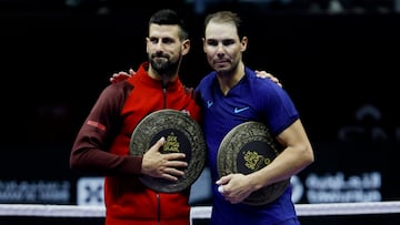 Novak Djokovic y Rafael Nadal, en el Six Kings Slam.