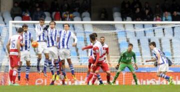 Barrera en el encuentro Real Sociedad vs Granada.