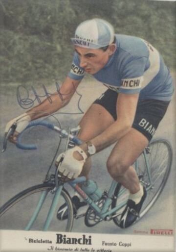 01. Fausto Coppi con el maillot del Bianchi.