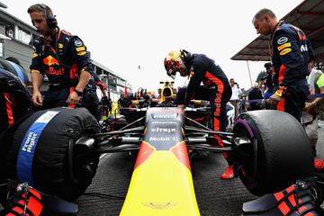 Max Verstappen después de abandonar la carrera del GP de Bélgica. 