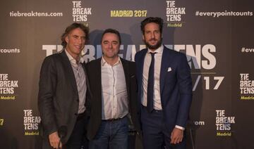 Gerard Tsonanian (CEO y Presidente del Mutua Madrid Open), Phil Anderton (Director de Marketing de Tie Break Tens) y Feliciano López.