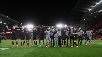 Celebración del Atlético de Madrid tras eliminar al Liverpool.
