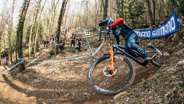 Camille Balanche performs at UCI DH World Cup in Lourdes, France on March 27, 2022 // Bartek Wolinski / Red Bull Content Pool // SI202203270457 // Usage for editorial use only // 