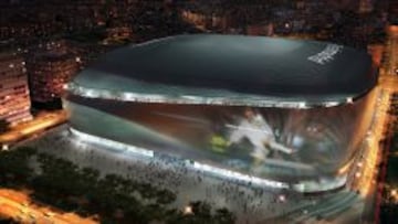 Imagen de la maqueta del nuevo Santiago Bernabéu presentada en el estadio ante los medios el 31 de enero de 2014.
