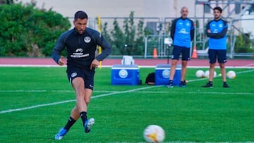 Guerrero en el entrenamiento de ayer con el Ibiza.