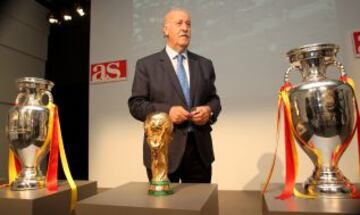 Vicente del Bosque junto a los trofeos conseguidos como t谷cnico al frente de la selecci車n.