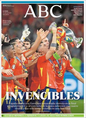 Invencibles, Reyes de Europa... Las portadas del triunfo de España en la Euro