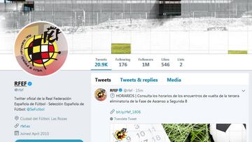 La RFEF supera el millón de seguidores en Twitter
