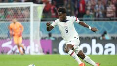 DOHA, QATAR - NOVEMBER 21: Yunus Musah of USA during the FIFA World Cup Qatar 2022 Group B match between USA and Wales at Ahmad Bin Ali Stadium on November 21, 2022 in Doha, Qatar. (Photo by Jean Catuffe/Getty Images)