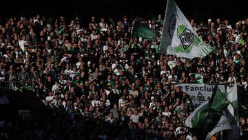 MOENCHENGLADBACH, GERMANY - APRIL 16: Fans of Borussia Monchengladbach prior to kick off of the Bundesliga match between Borussia M&Atilde;&Acirc;&para;nchengladbach and 1. FC K&Atilde;&Acirc;&para;ln at Borussia-Park on April 16, 2022 in Moenchengladba