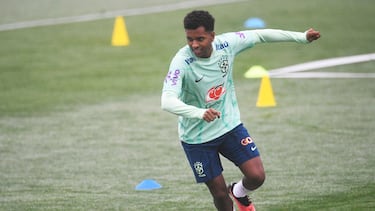 Rodrygo, durante un entrenamiento con la selección brasileña.
