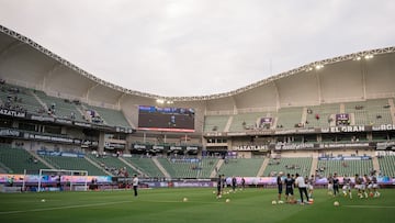 <br><br>

Jugadores de Monterrey durante el partido Mazatlan FC vs Monterrey, Correspondiente a la Jornada 16 del Torneo Clausura 2023 de la Liga BBVA MX, en el Estadio El Kraken, el 21 de Abril de 2023.