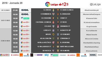 LaLiga publica los horarios de la jornada 29 de LaLiga 1,2,3