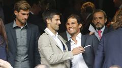 Rafa Nadal y Novak Djokovic coincidieron en el palco del Santiago Bernabéu durante el partido de Champions League entre Real Madrid y Manchester City.