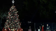 US President Joe Biden and first lady Jill Biden arrive at the National Christmas Tree lighting ceremony, on December 2, 2021 in Washington DC.