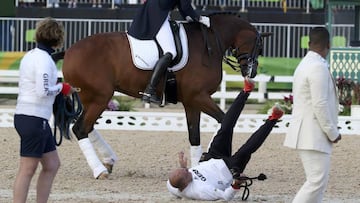 Un caballo hiere a su cuidador en la entrega de medallas