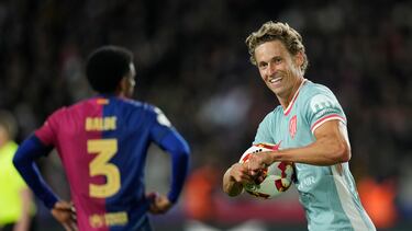 Llorente, tras marcar el 4-3 en Montjuïc.