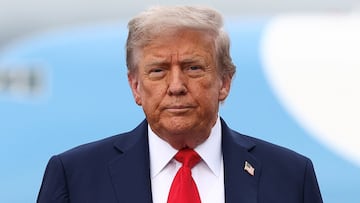 U.S. President Donald Trump looks on, as he meet with Russian President Vladimir Putin (not pictured), to negotiate for an end to the war in Ukraine, at Joint Base Elmendorf-Richardson in Anchorage, Alaska, U.S., August 15, 2025. REUTERS/Kevin Lamarque