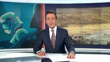 Matías Prats en los informativos del fin de semana de Antena 3 del domingo 28 de mayo al contar un nuevo chiste inspirado en el rodaje del spin-off de "Star Wars"