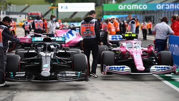 Los coches de Hamilton y Stroll, en Hungría.