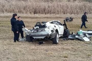 El automóvil del futbolista argentino de Lanús Diego Barisone después de que el pasado 28 de julio estrellara su Volkswagen contra la parte trasera de un camión en la autopista Rosario-Santa Fe. Desafortunadamente, este accidente le costó la vida al jugador de apenas 26 años de edad.