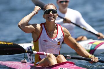 La palista gallega celebra su segundo puesto en la final del K1 200 metros.