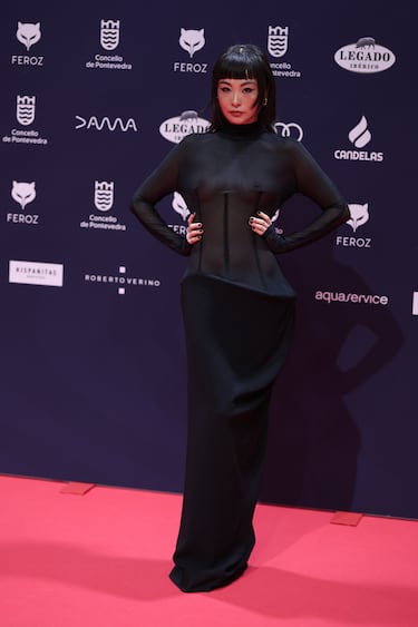La actriz Chacha Huang posa en la alfombra roja de los Premios Feroz 2025.