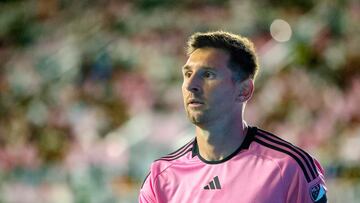 Inter Miami's Argentine forward #10 Lionel Messi looks on during the Major League Soccer (MLS) regular season football match between Inter Miami CF and St. Louis CITY SC at Chase Stadium in Fort Lauderdale, Florida in June 1, 2024. (Photo by Chris ARJOON / AFP)