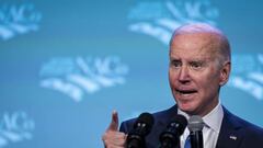 US President Joe Biden speaks during the National Association Of Counties legislative conference in Washington, DC, US, on Tuesday, Feb. 14, 2023. Biden today said there's more work to do to tame US inflation, after the latest data showed monthly price growth accelerating in line with economists' forecasts. Photographer: Al Drago/Bloomberg via Getty Images