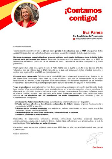 Eva Parera: “Deseo a Rocha toda la suerte en los tribunales”