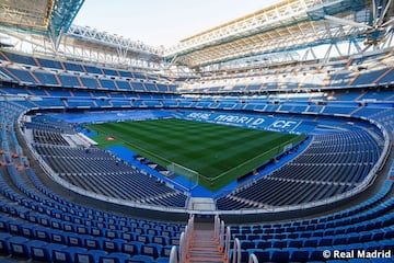 Las obras de remodelaci¨®n del estadio del Real Madrid siguen a buen ritmo y encaran la recta final para su estreno la pr¨®xima temporada.