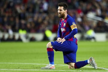 Leo Messi, durante el partido Barça-Slavia.