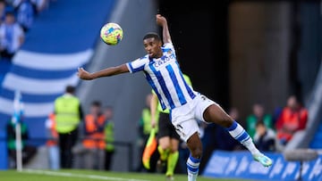 SAN SEBASTIAN, SPAIN - DECEMBER 31: Mohamed-Ali Cho of Real Sociedad in action during the LaLiga Santander match between Real Sociedad and CA Osasuna at Reale Arena on December 31, 2022 in San Sebastian, Spain. (Photo by Ion Alcoba/Quality Sport Images/Getty Images)
