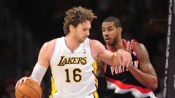Gasol durante el partido ante los Blazers.