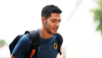 Raul Jimenez of Wolverhampton Wanderers arrives at Molineux ahead of the Premier League match against Southampton.