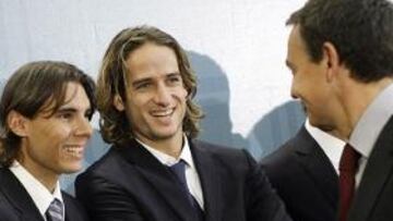 Zapatero y Nadal en la celebración de la Copa Davis en 2008.