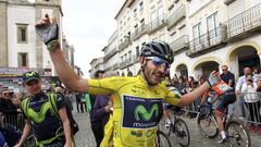 NV. Evora (Portugal), 26/02/2017.- Spanish cyclist Carlos Barbera of Movistar team celebrates as he wins the general classification at the end of fifth stage of the 35th Alentejo Tour cycling race, over 168,9 km from Ferreira do Alentejo to Evora, southern Portugal, 26 February 2017. (Ciclismo) EFE/EPA/NUNO VEIGA