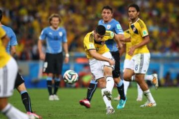 28 de junio de 2014. Mundial Brasil 2014. Partido de Colombia contra Uruguay. En ese encuentro, James Rdríguez marcó el mejor gol de año 2014.