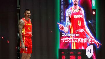 Juancho Hernangómez, durante la presentación de la Selección en Madrid.