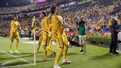 Carlos Salcedo festeja con la afici&oacute;n el gol de Tigres